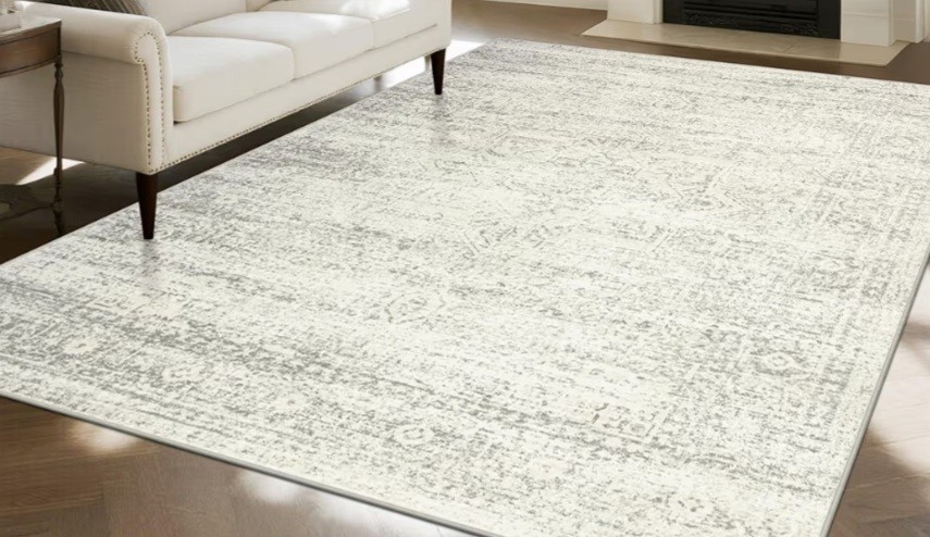 Washable Non-Slip Distressed Area Rug 5x7 Beige/Gray Low Pile Flatweave gallery