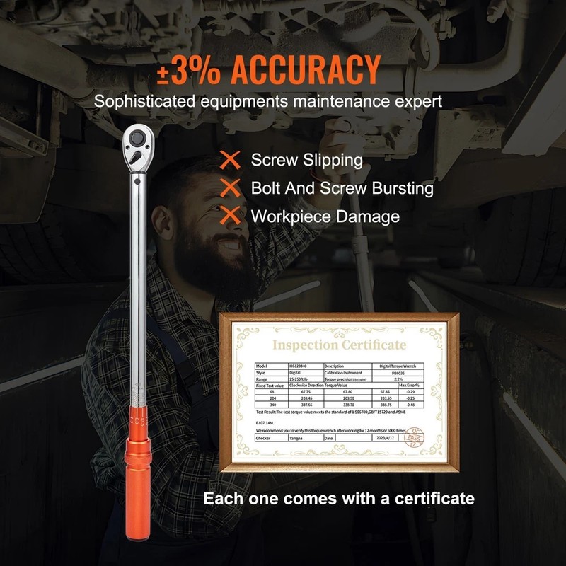 Torque Wrench Adjustable Torque Wrench 1/2" Drive 25-250ft.lb/34-340n.m gallery