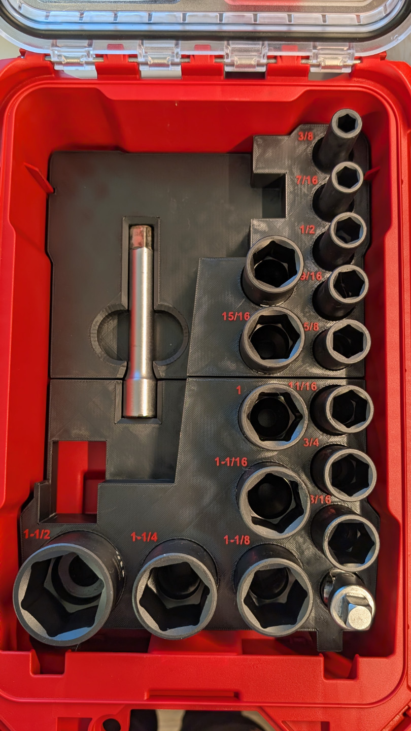 Insert for Milwauke Packout (48-22-8435) Milwaukee M18 1/2" Impact & SAE Socket gallery