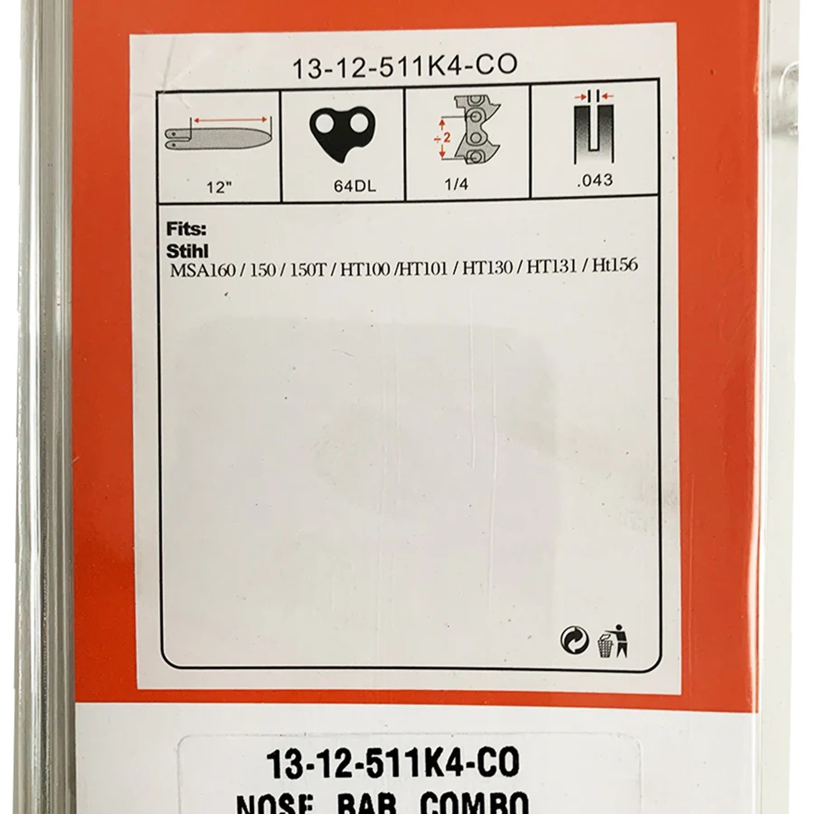 12" BAR & CHAIN FOR STIHL MS150TCE MSA160 71PM3 64DL .043 1/4" PITCH HT131 gallery