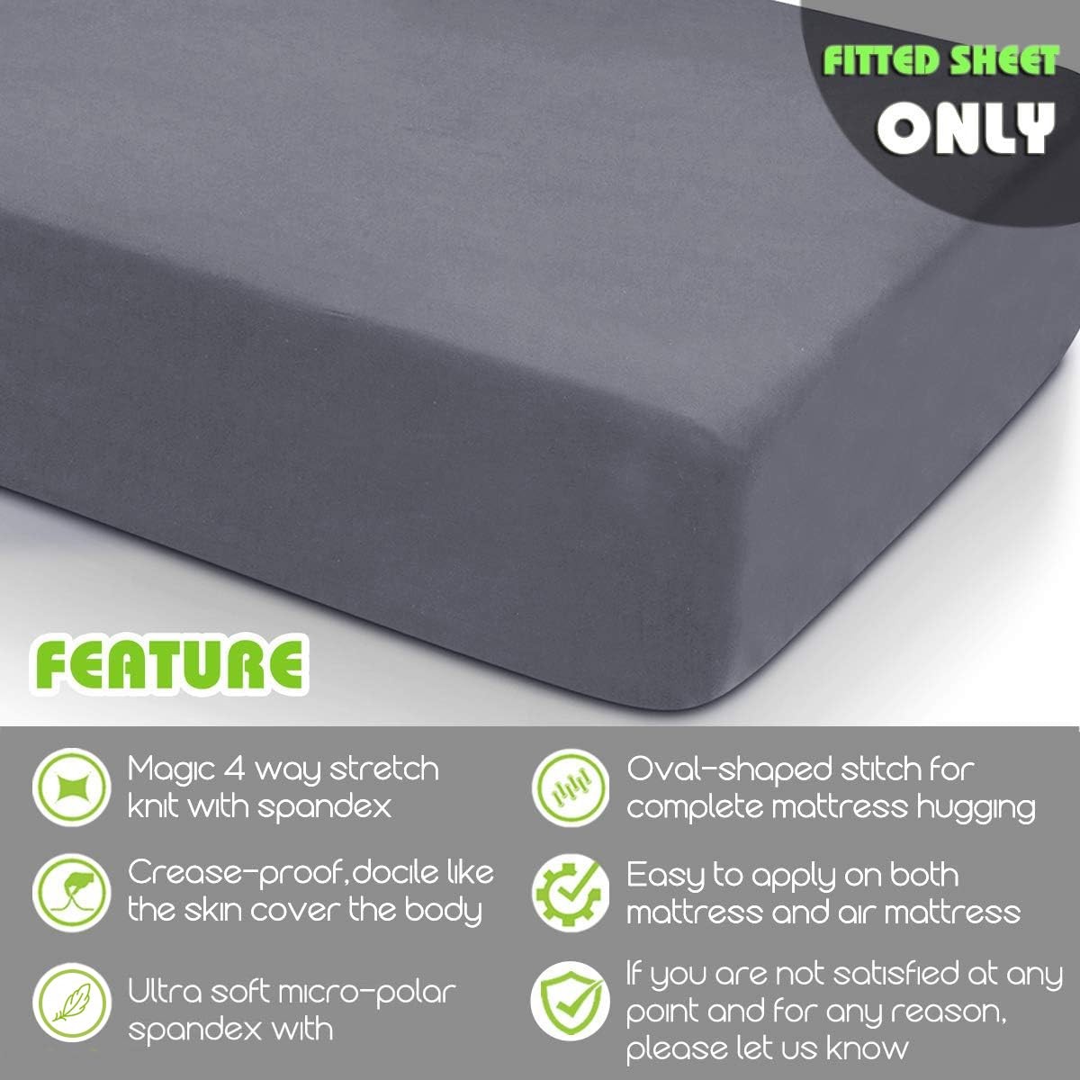 Fitted - Twin Fitted Only（No Flat or Pillow Shams）,4 Way Stretch Micro-Knit,S... gallery