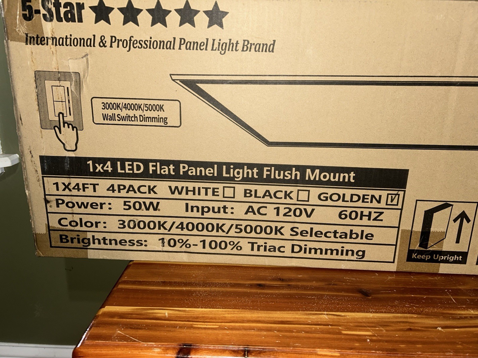 1x4 LED Flat Panel Light Flush Mount 4-Pack, 3000K/4000K/5000K Selectable Golden gallery