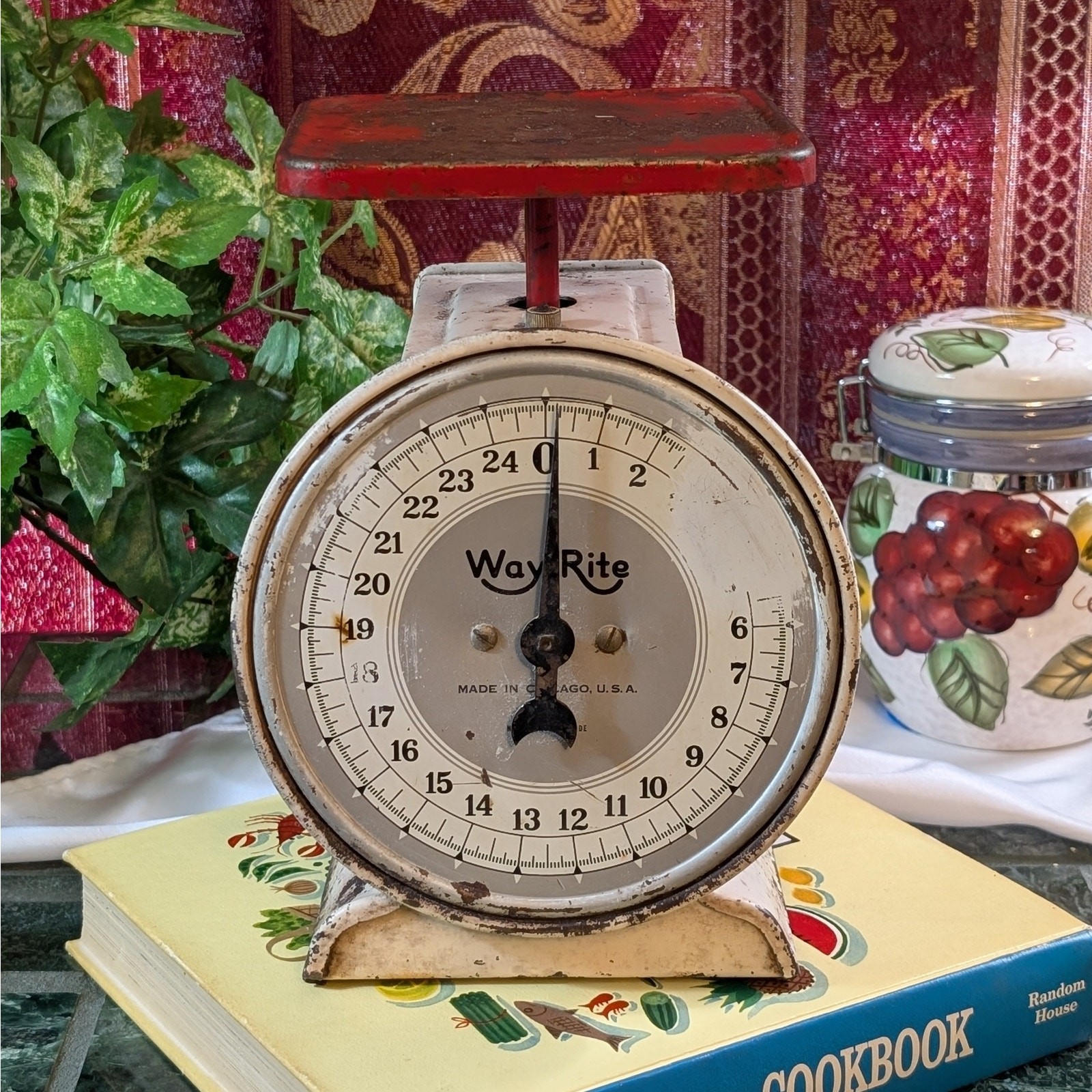 Vintage Way Rite Scale Rustic Farmhouse Kitchen Counter Scale Heavy Patina Gift gallery