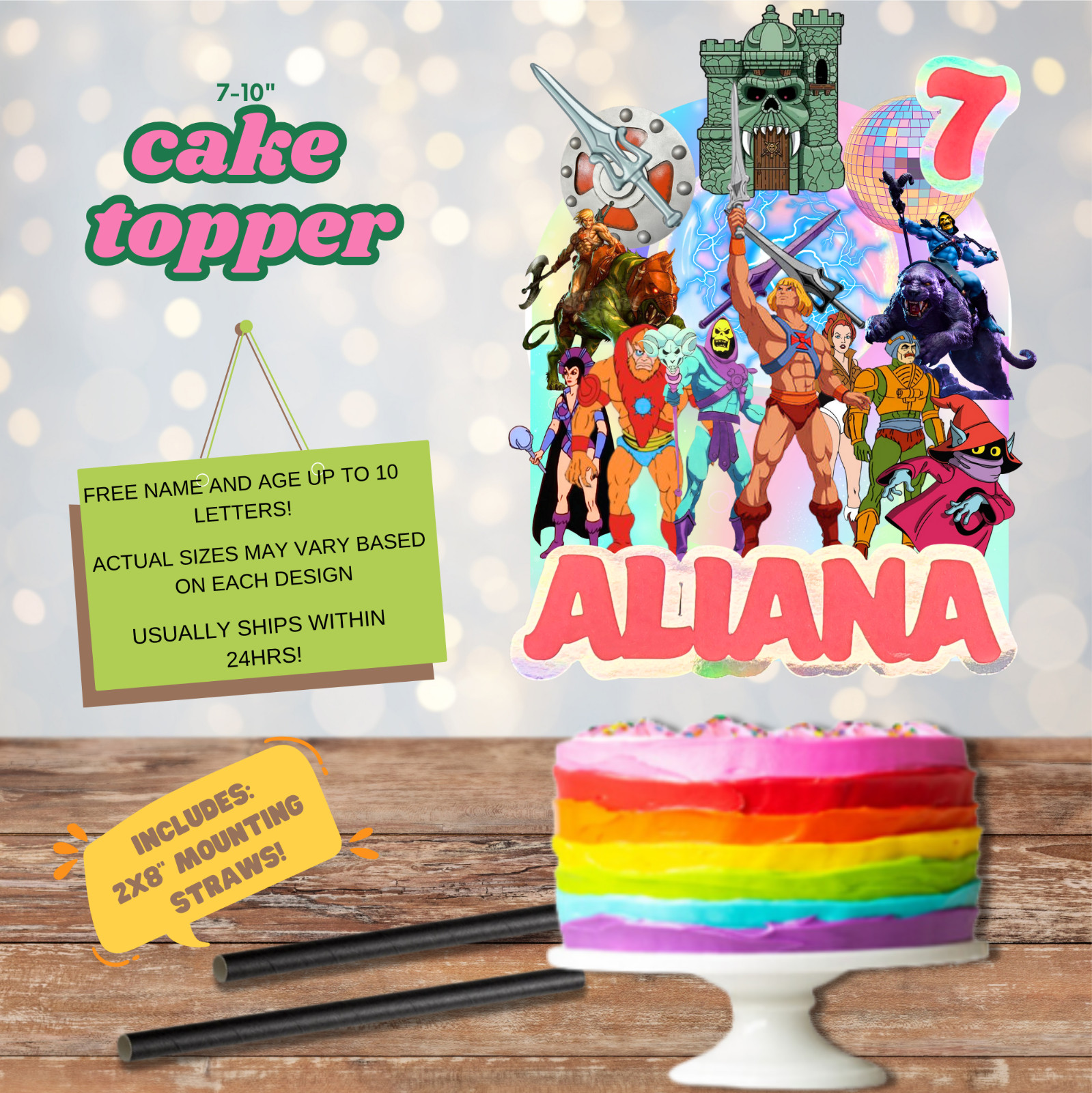 HE MAN CUSTUM CUPCAKE CAKE TOPPER BIRTHDAY SUPPLIES DECORATION THEME LIGHT gallery