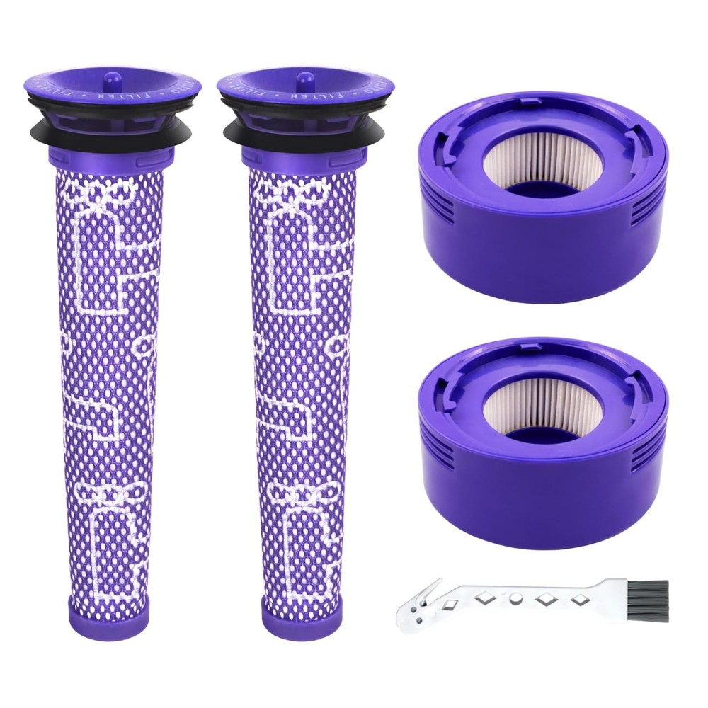 4 Pack Vacuum Filter Replacement Kit for Dyson V7, V8 Animal, V8 Absolute, SV...