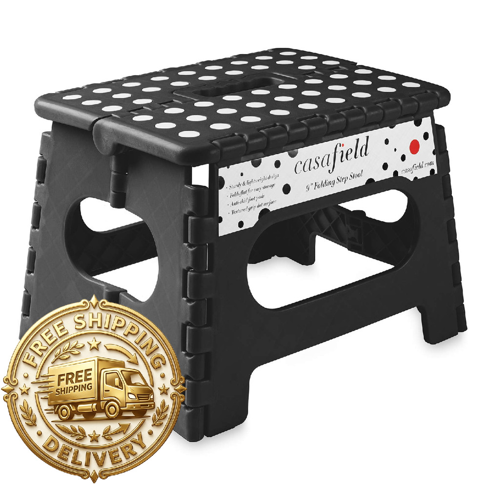Casafield 9 Folding Step Stool - Small Plastic Foot Stool