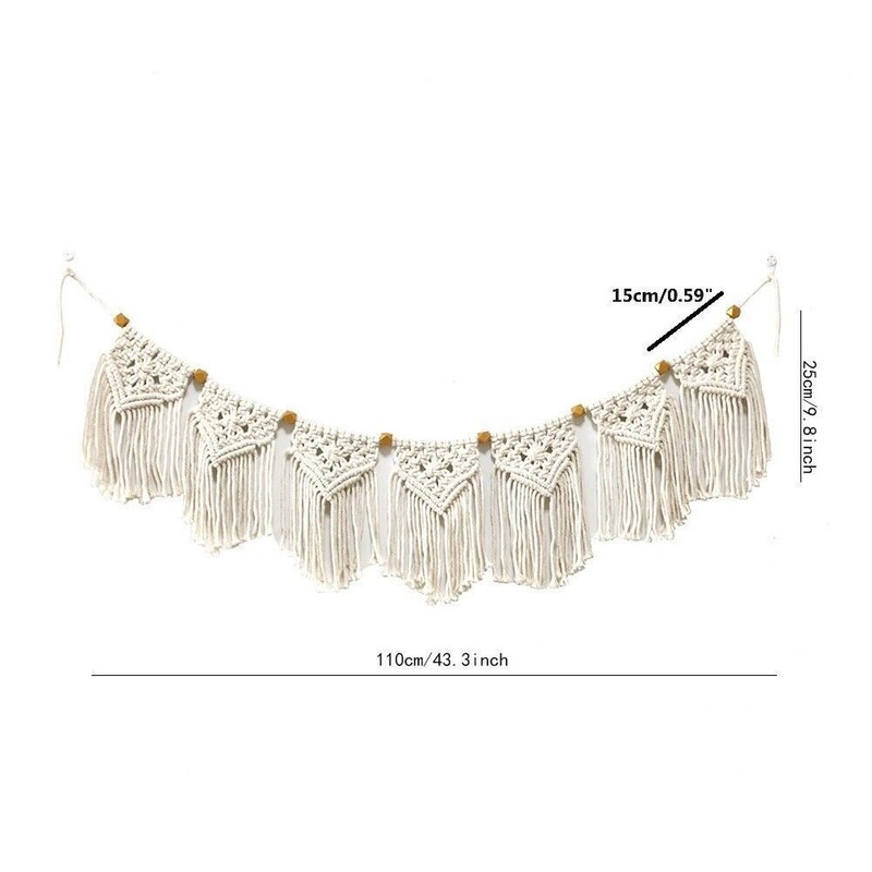1/2Pcs 110cm Macrame Wall Hanging Tapestry Hand Woven Banner Garland Boho Decor gallery