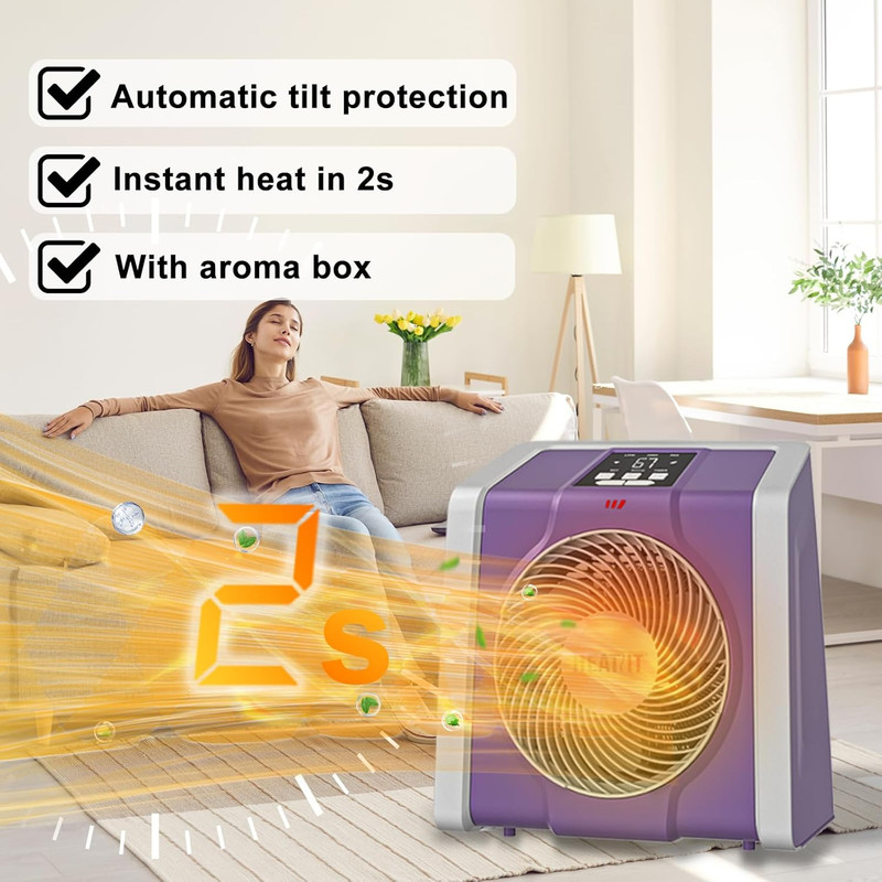 Digital Remote Control Space Heater with Timer - 1500W/750W Power gallery