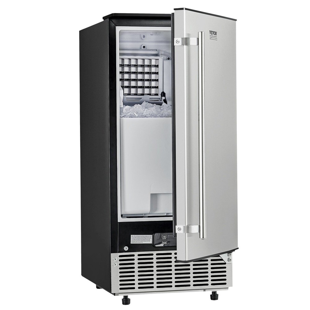 80lb/Day Square Ice Machine Undercounter Reversible Stainless Door