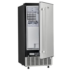 80lb/Day Square Ice Machine Undercounter Reversible Stainless Door
