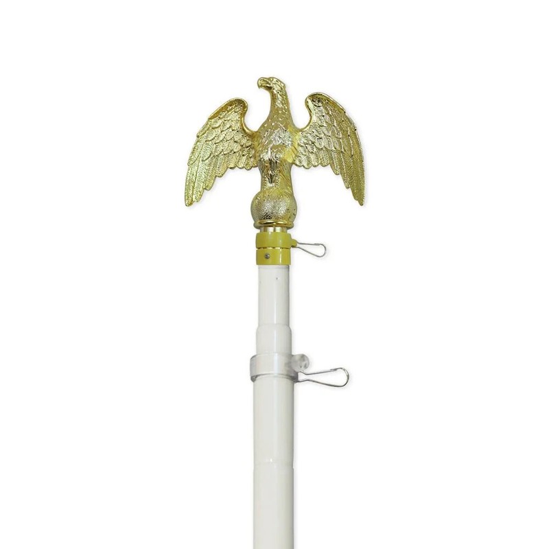 8ft White Aluminum Flag Pole Only (Eagle Top) - Perfect for Office Indoor Use gallery