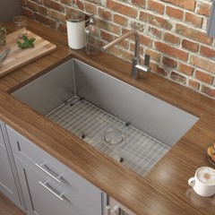 Ruvati 32″ Undermount 16 Gauge Rounded Corners Kitchen Sink Single Bowl- RVH7400