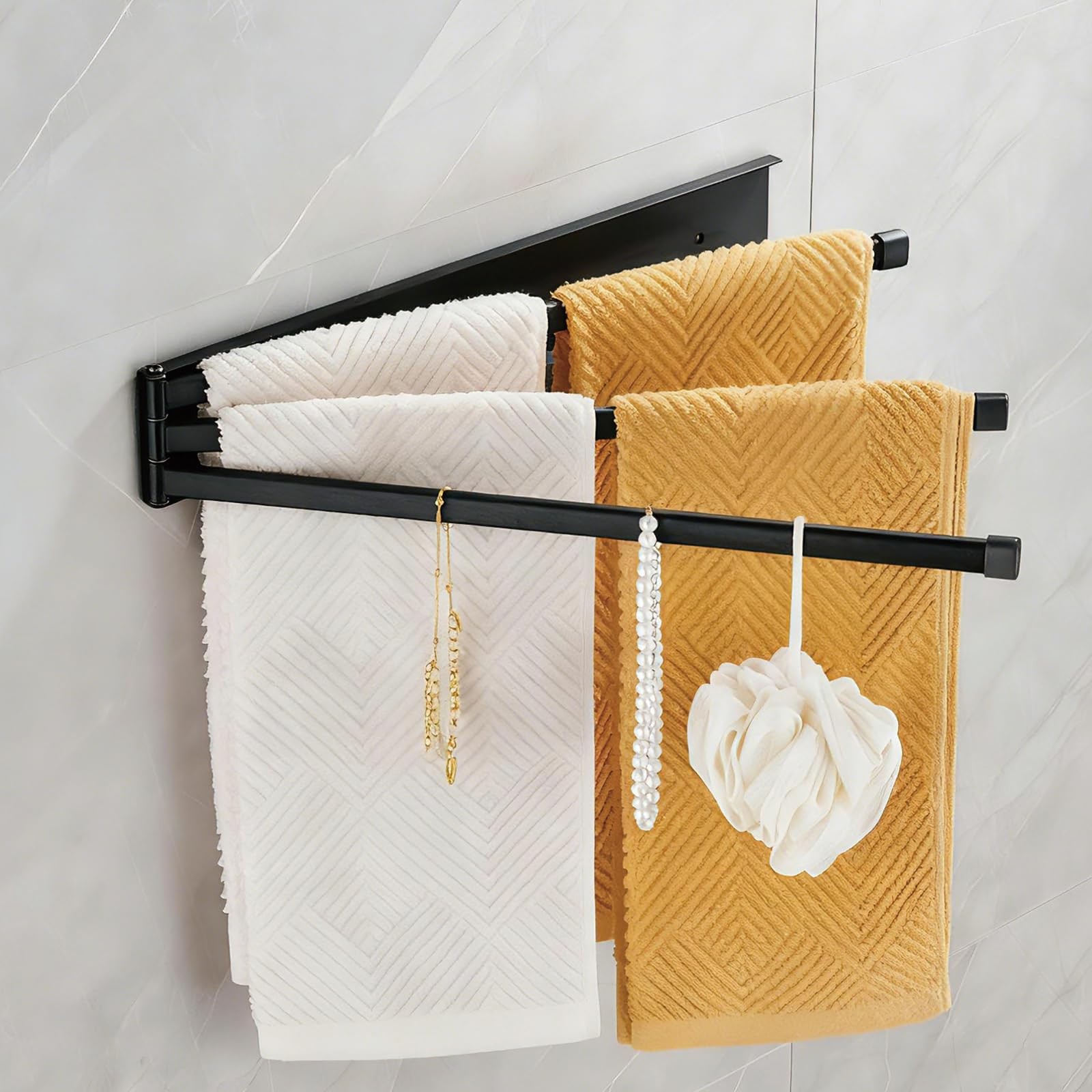 Swivel Foldable Towel Rack, 41cm(16 in) Rotating 3-Arm Towel Bar Rod, Space S... gallery