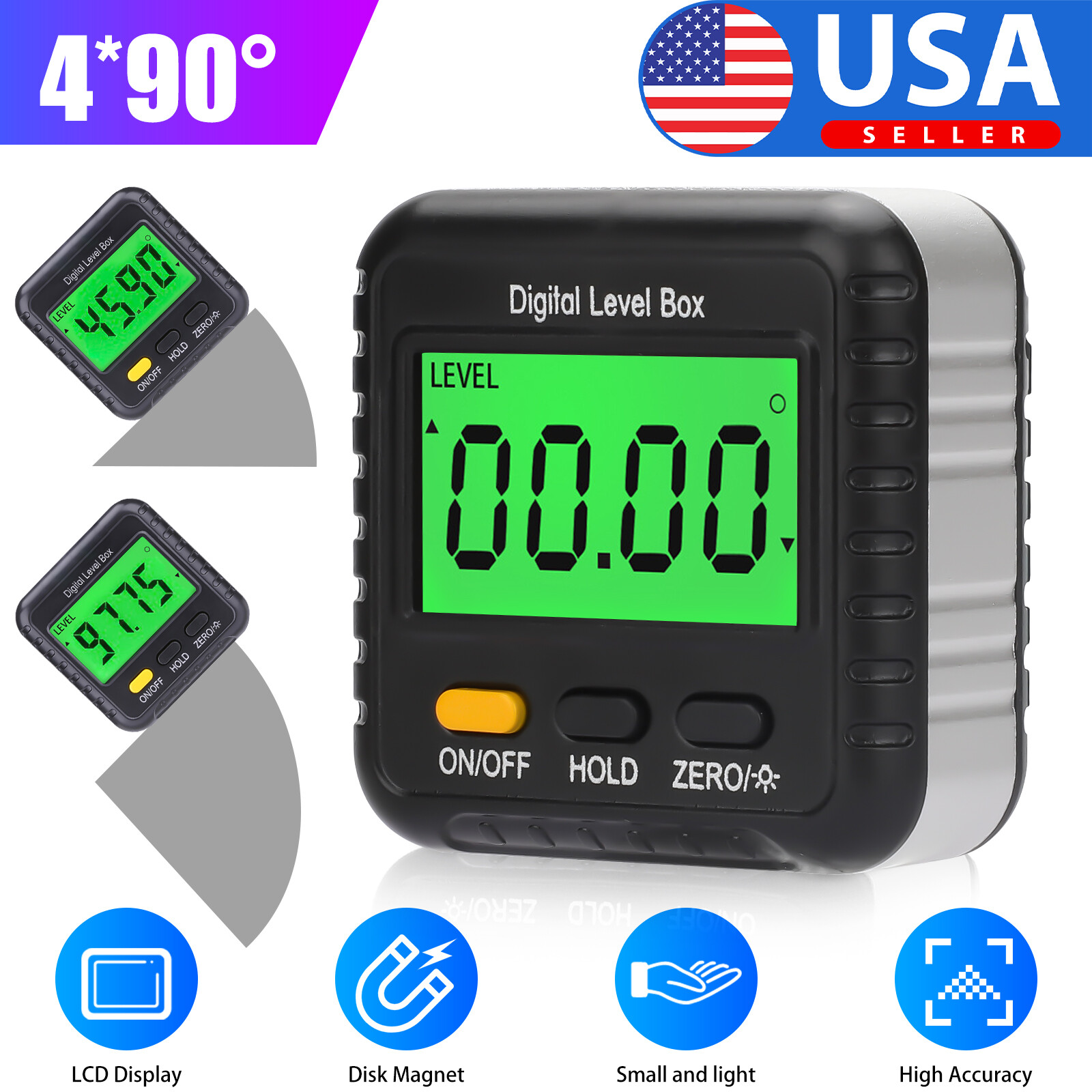 4*90 Magnetic Digital Inclinometer Level Box Gauge Angle Meter Finder Protractor gallery