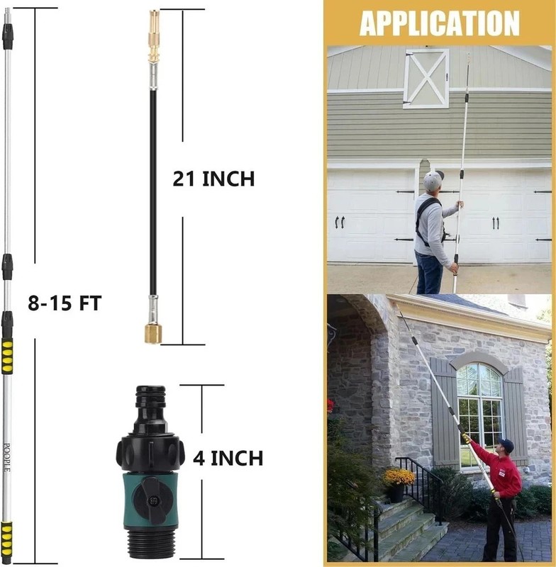 24FT Reach Gutter Cleaning Tools from The Ground, Telescopic Rain Gutter Cleaner gallery