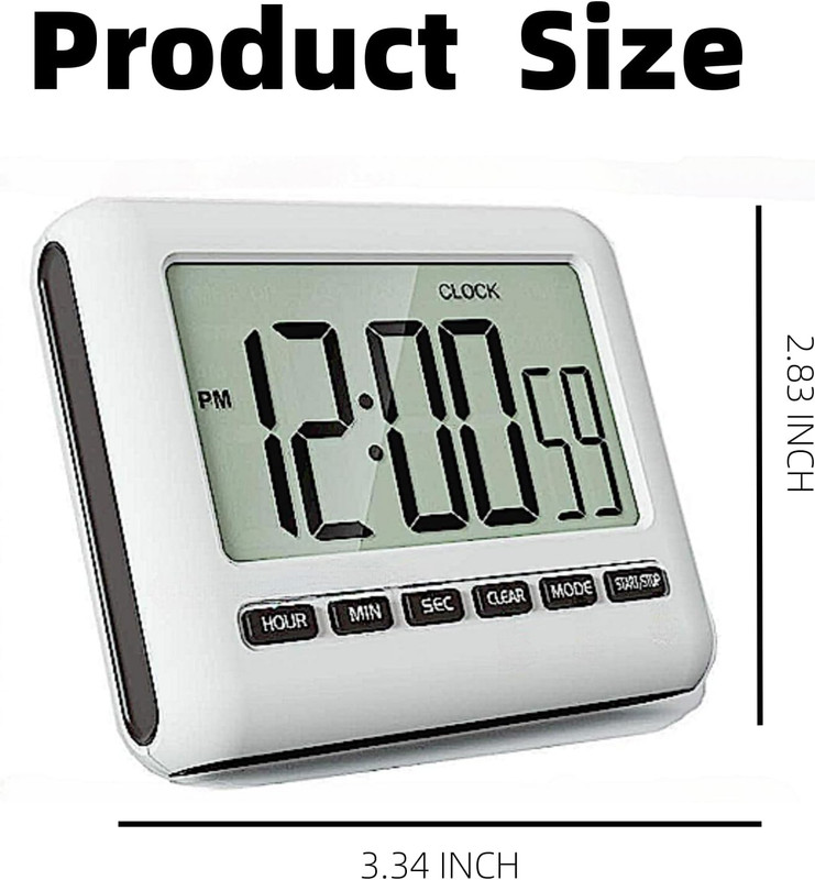 Magnetic Digital Clock for Kitchen - Timer with Alarm, 12/24 Hours, Big Screen, gallery