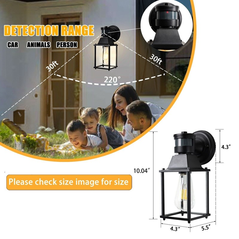 Porch Lights Outdoor Motion Sensor Outdoor Wall Light Fixtures Black 1-Light gallery