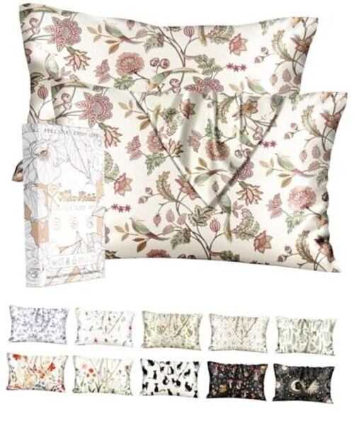 2 Pack Silk Pillowcase - 20x26 Inch Standard Standard(20"x26") Flower Bird gallery