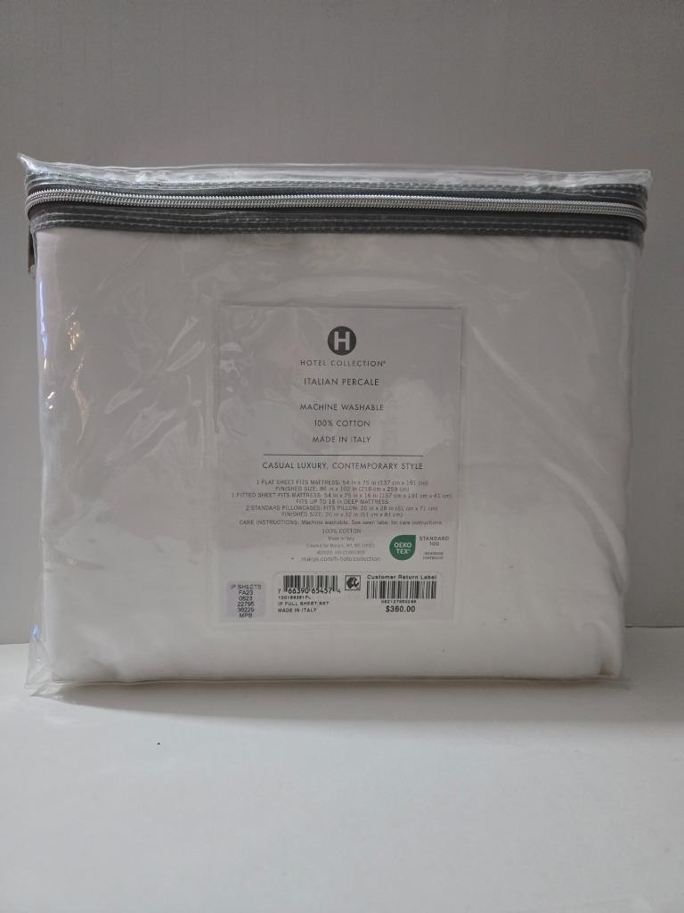 Hotel Collection Italian Percale 100% Cotton 300TC 4-Pc. White Full Sheet Set gallery