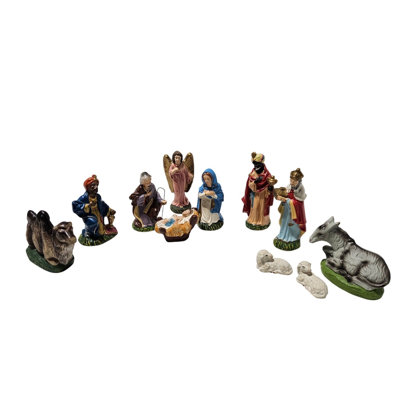 Woolworth Nativity Set Small Multicolor Vintage 11 Piece Chalkware Japan gallery