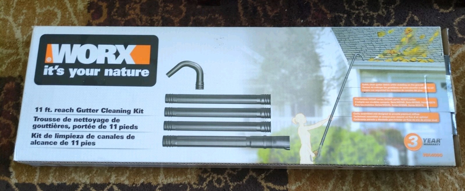 WORX WA4090 Universal Fit Gutter Cleaning Kit w/11ft reach for Leaf Blowers- NEW gallery