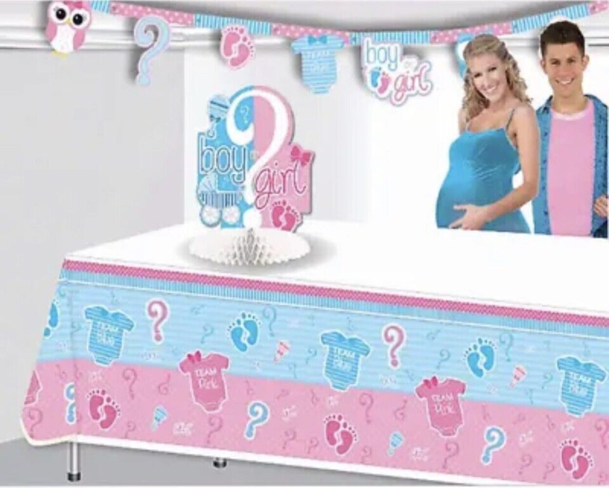 Forum Novelties Gender Reveal Table Cover Baby Shower Party Supplies 1 Count gallery