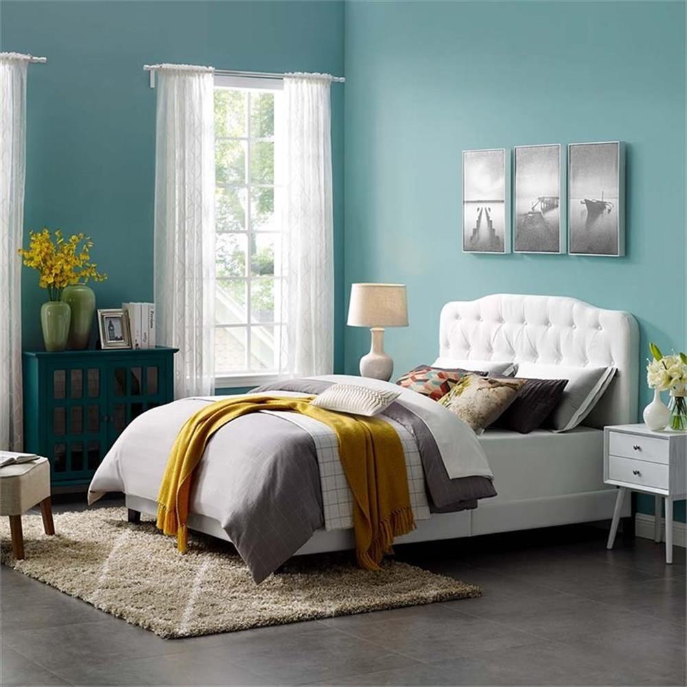 Modway Amelia Queen Upholstered Polyester Fabric Bed in White Finish gallery