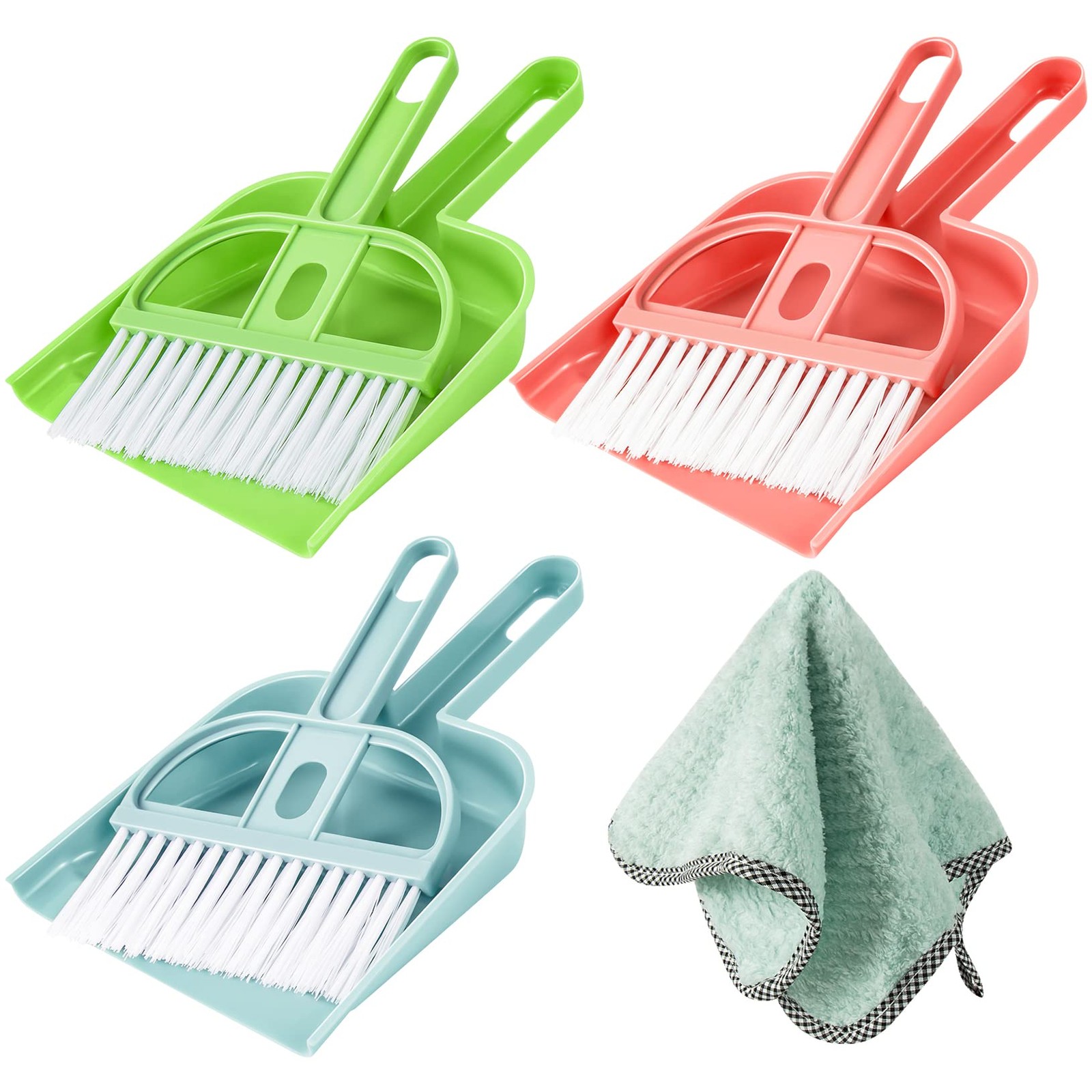 3 Pack Mini Hand Broom and Dustpan Set Small Dust Pans with Brush gallery