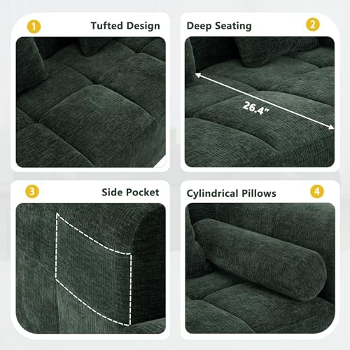 Left Facing Corner Cloud Sectional Sofa Full-Compressed Boneless Sofa Green/L gallery