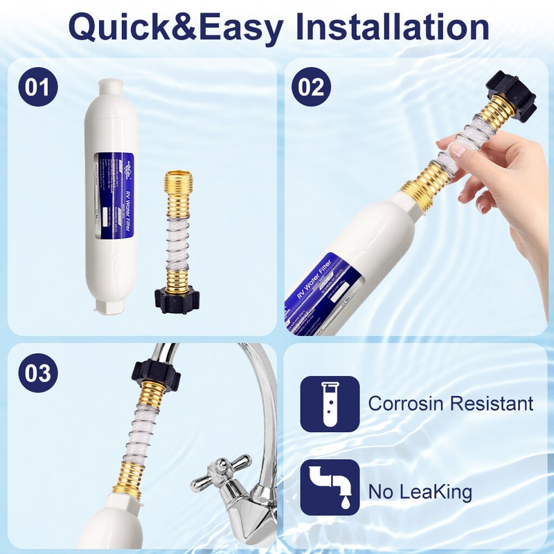 Camper Inline Water Filter System|Flexible Hose Protector,F Gardening Motorhome gallery