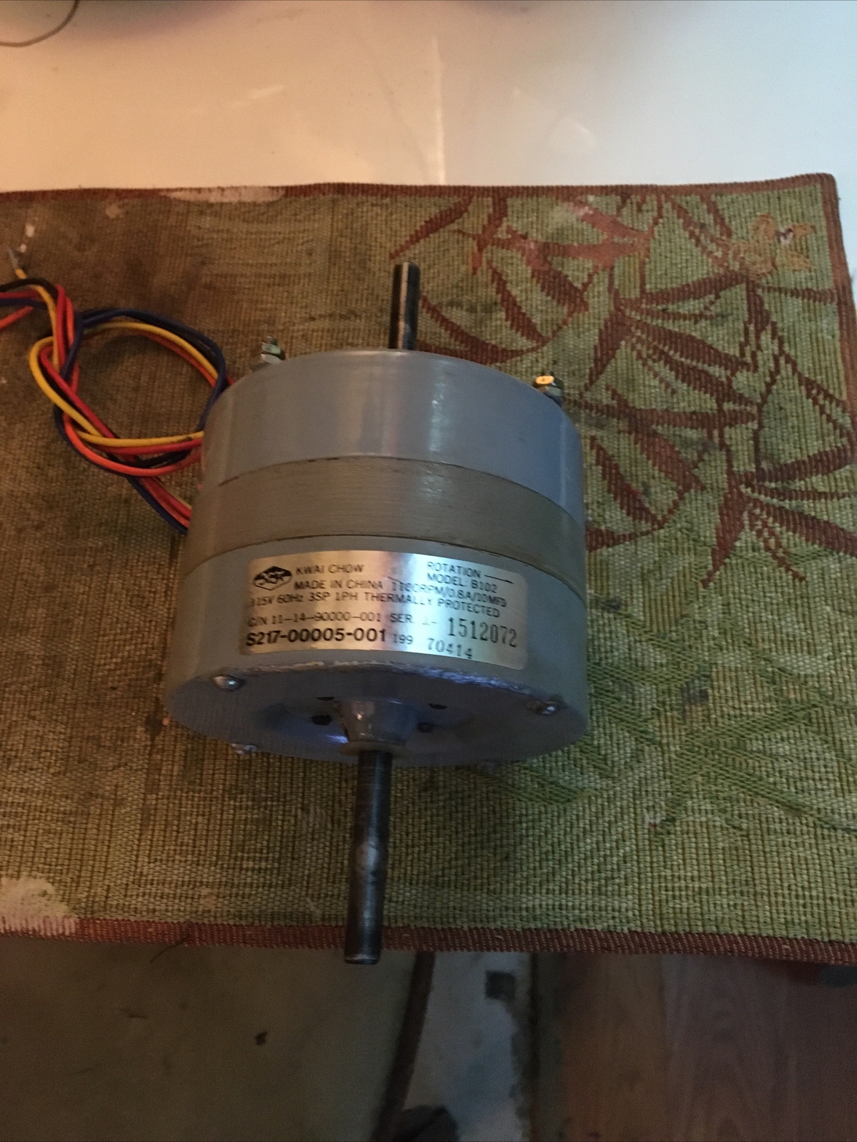 KWAI CHOW Model B102 AC Motor Shaft Size 1/2 Inch 115V 60Hz 3SP 1PH gallery