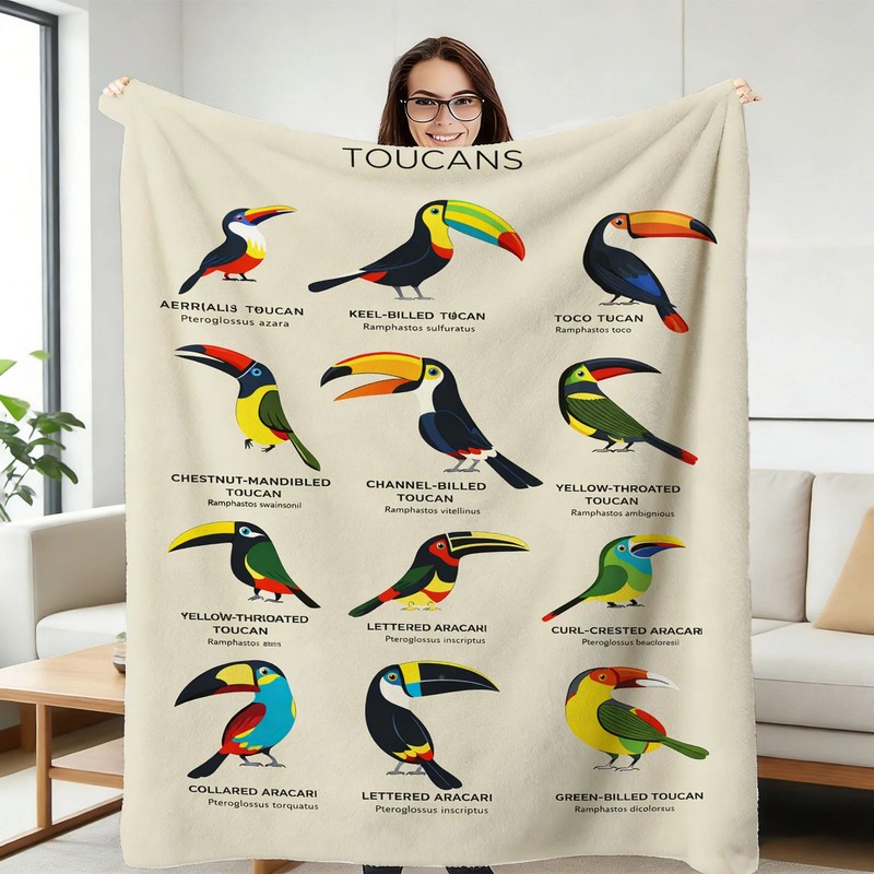 Toucan Pattern Flannel Blanket Soft Cozy Tapestry Napping Travel Use gallery