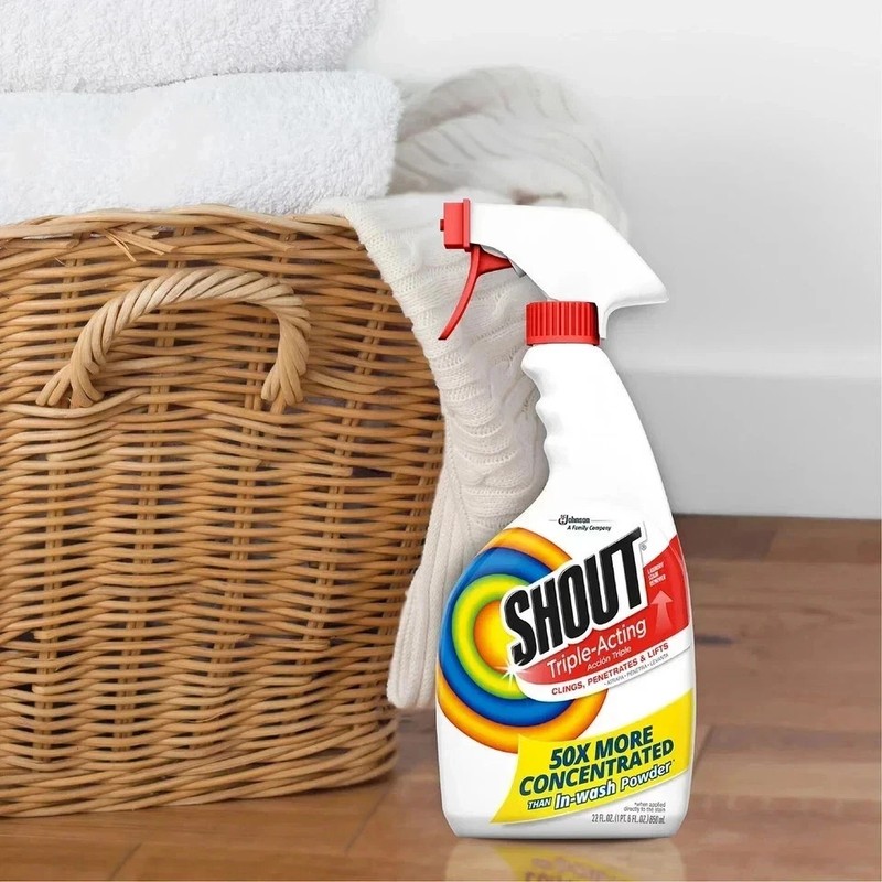 Shout Triple-Acting Laundry Stain Remover, 128 fl. oz. Refill + 22 fl. oz. Trigg gallery