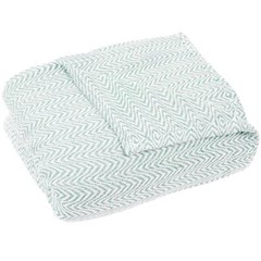 Lavish Home Luxury Soft Blanket White & Blue 100% Cotton 90″ x 108″