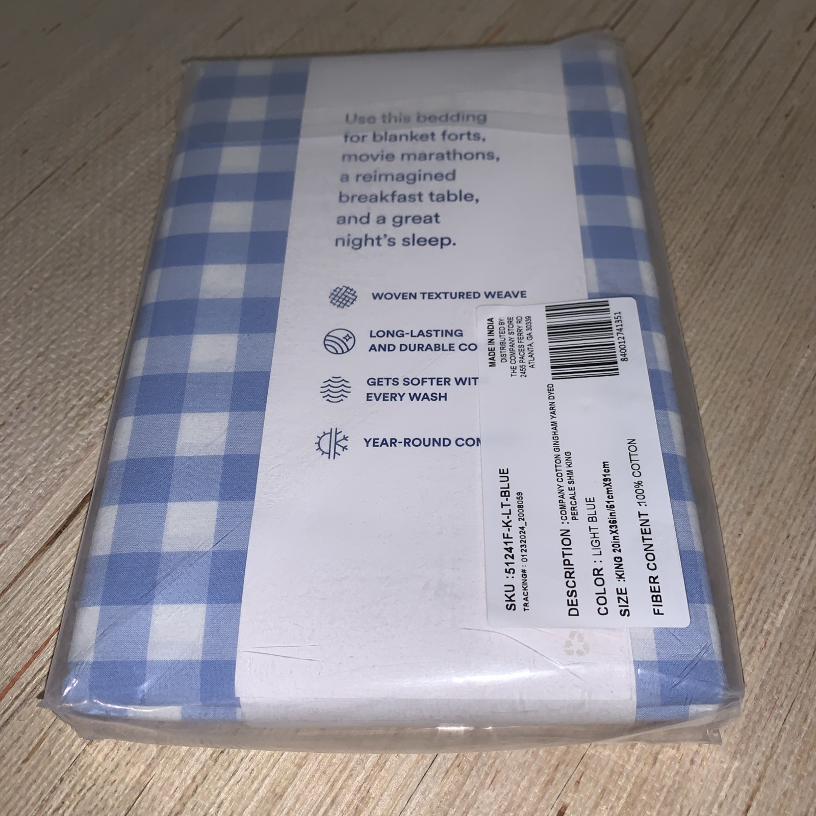 The Company Store Gingham Yarn Dyed Percale King Sham New 20"x36" *Only One Sham gallery
