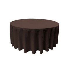 Polyester Poplin Round Tablecloth 132 Inch Brown Washable Event Dining