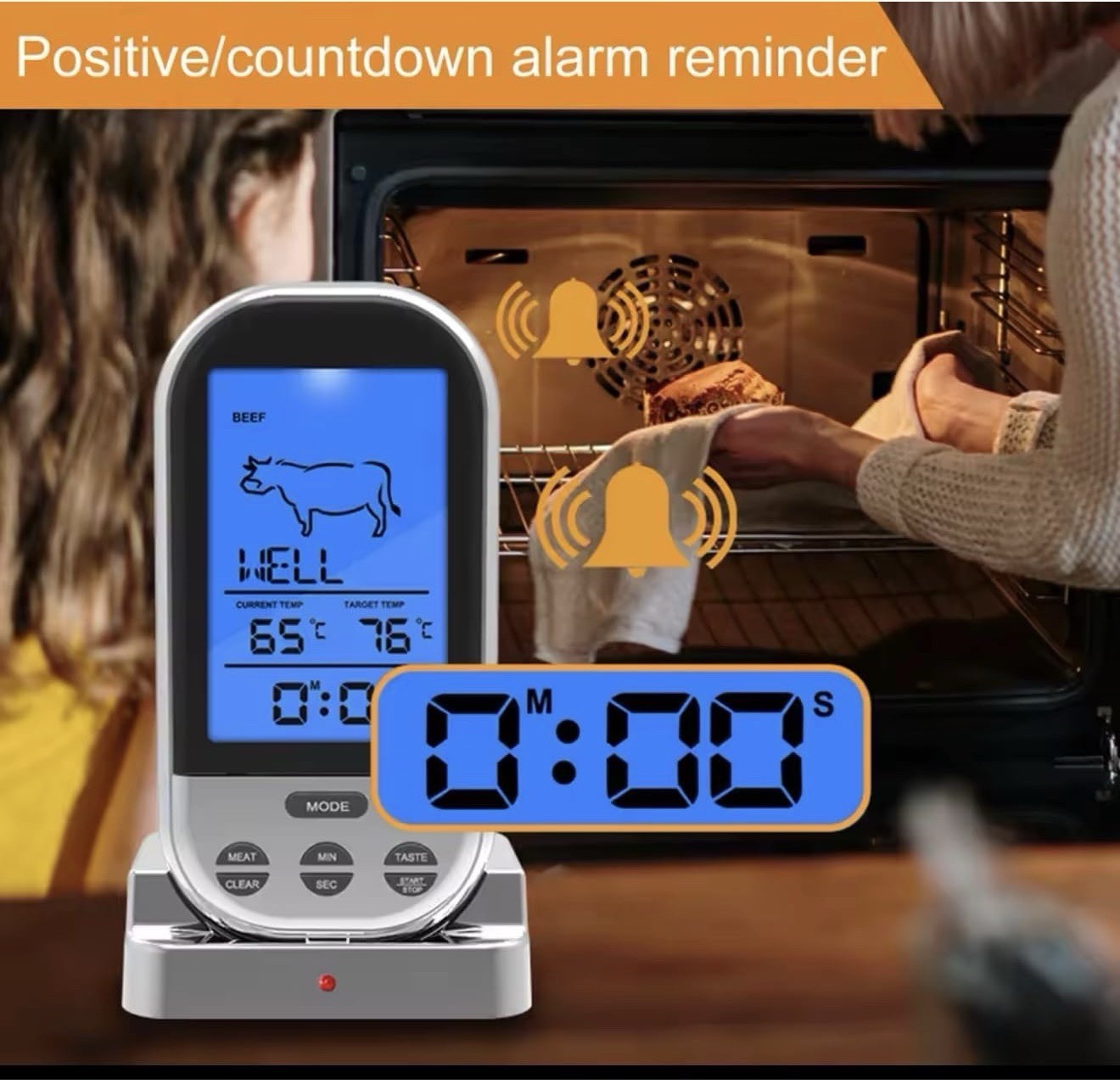 Digital Wireless Food Meat Oven BBQ Thermometer Remote Probe Cooking Set Grill gallery