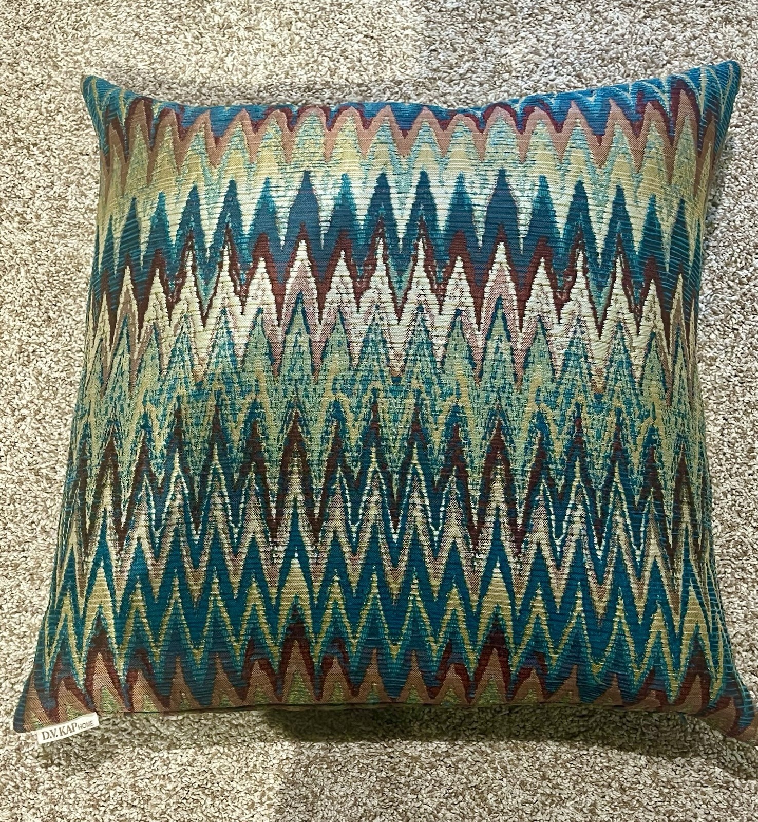D.V. Kap Home Inferno Multi-Color Throw Pillow Zig Zag like Missoni 18” gallery