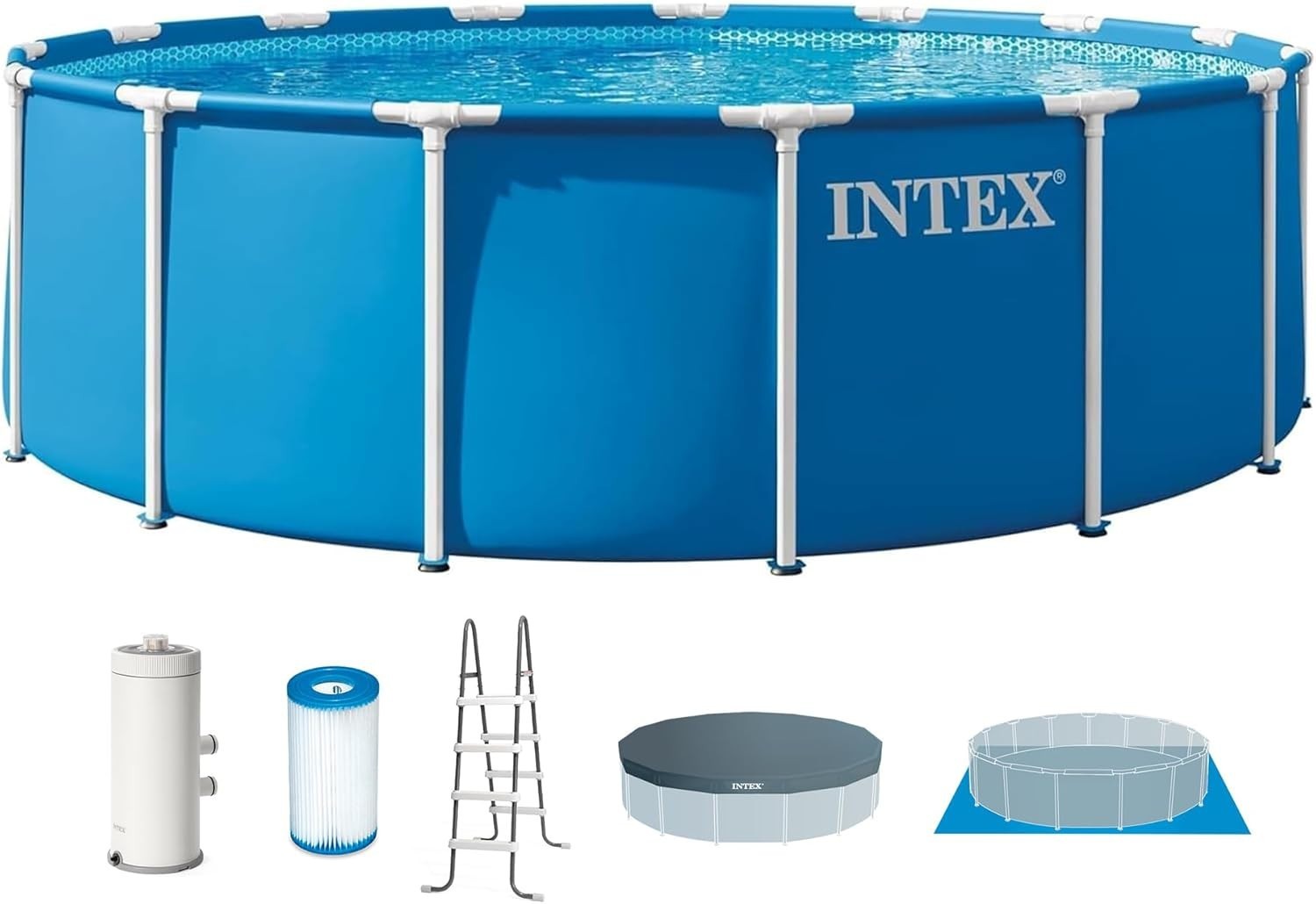 Above Ground Pool Set, 15ft x 48in Metal Frame Round w/ 1000 GPH Pump gallery