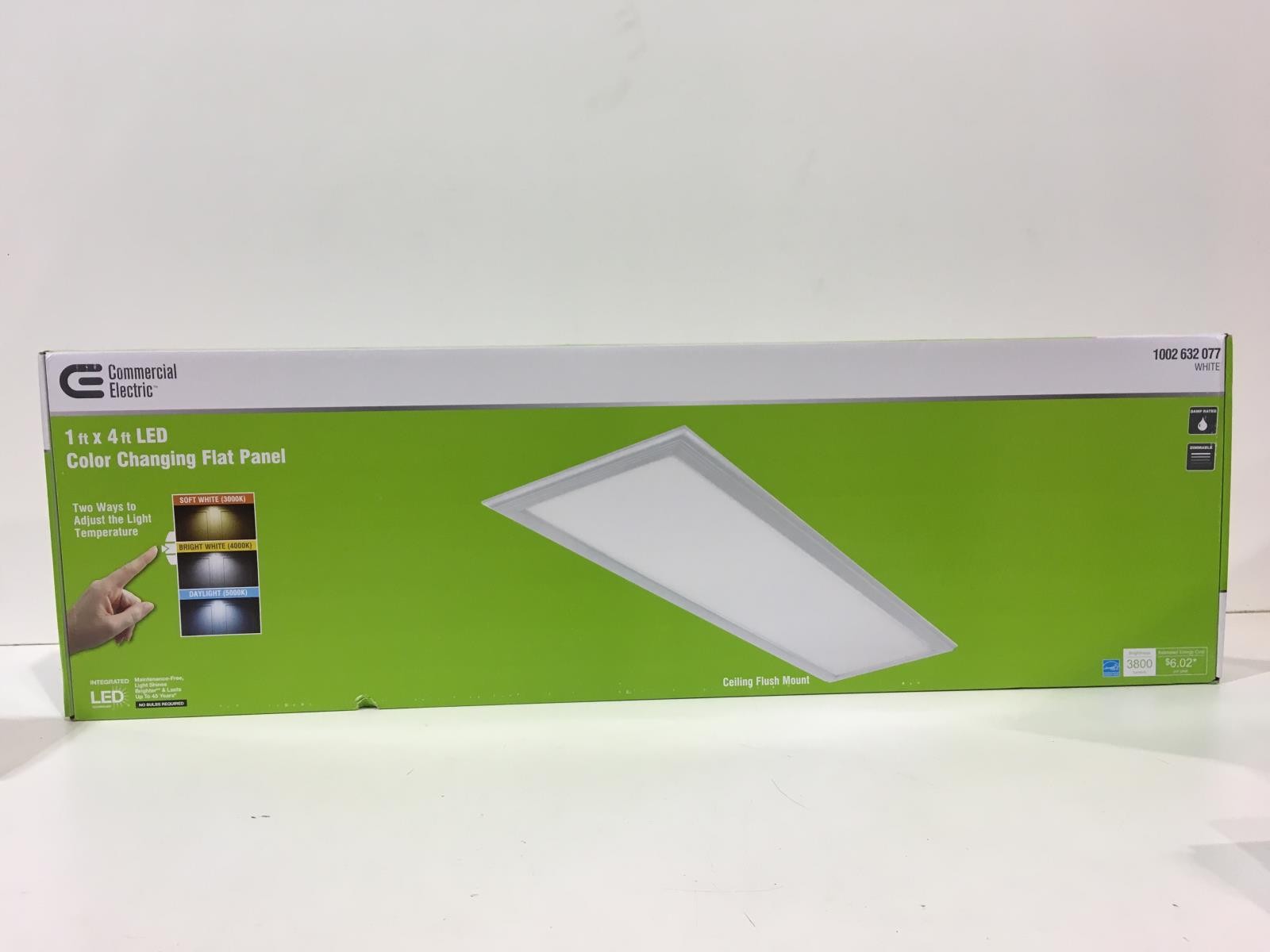2PK Commercial Electric 1'x 4' Dimmable White LED Panel Light Color Changing gallery
