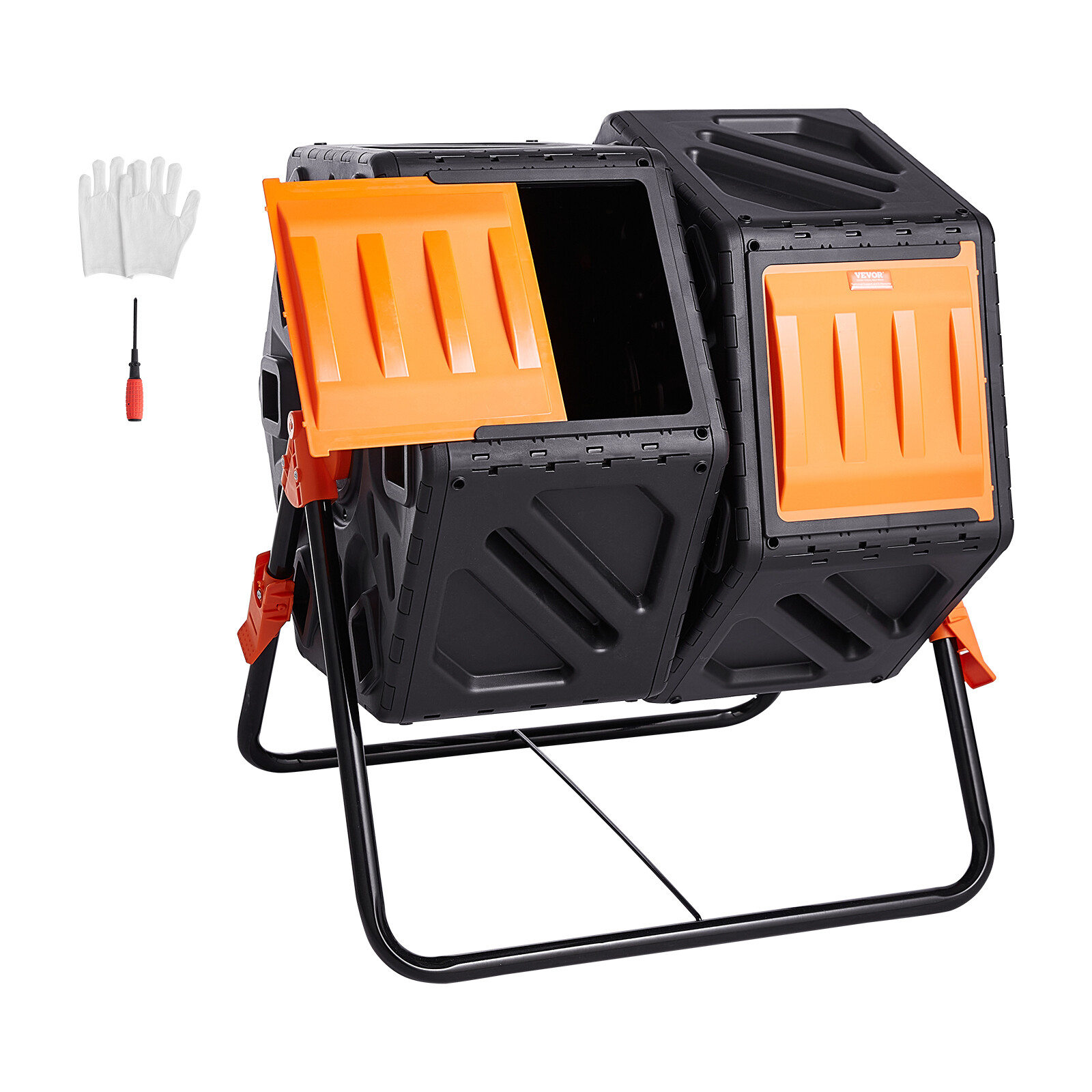 VEVOR Compost Bin 37 Gal Dual-Chamber Composter Tumbler Rotating Sliding Doors gallery