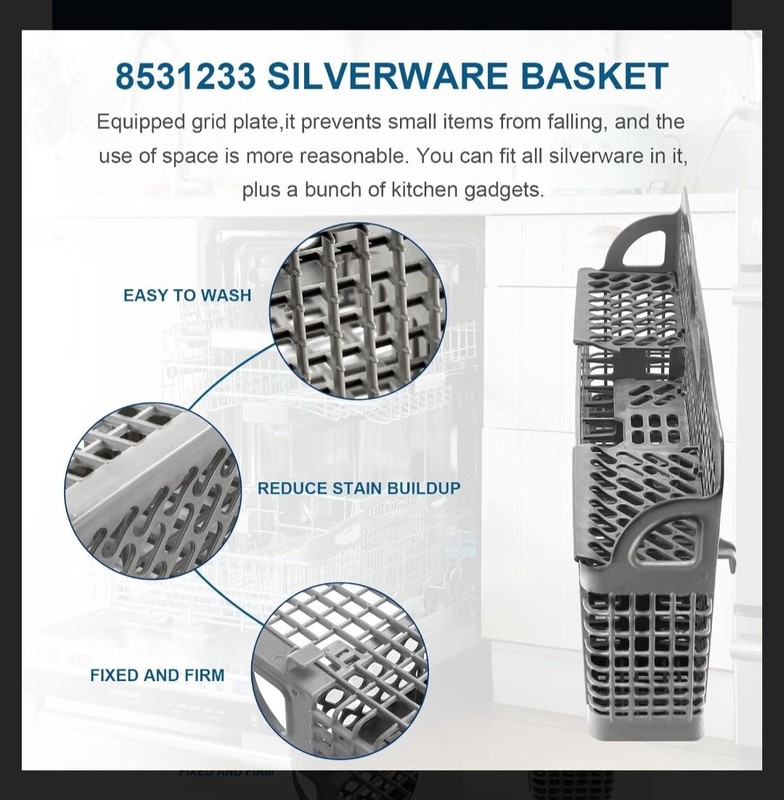 8562043 Dishwasher Silverware Basket Replace Whirlpool for WP8562043 8531233 gallery