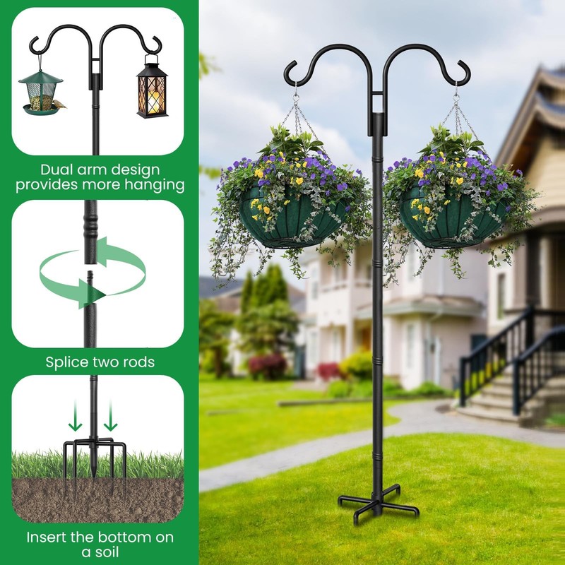 Double Shepherds Hooks for Outdoor 76”2 Pack Adjustable Shepard for Garden Hu... gallery