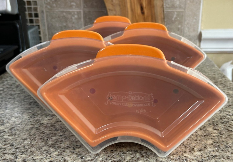 Temptations ~Polka Dot~Orange~10Pc Snack Veg Chip Dip Server gallery