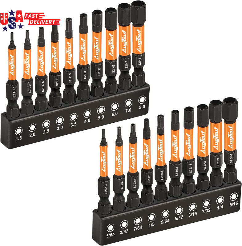 1/4" Impact Hex Bits Set 10Pcs,1/4" Hex-Shank Allen Wrench Drill Bit Set, S2 Ste gallery