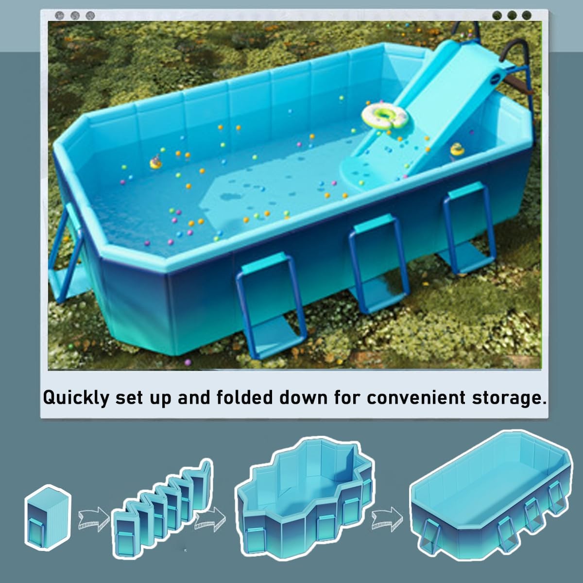 Foldable Pool, Non-Inflatable Kids' and Adults' Outdoor Swimming Pool, Large Kid gallery
