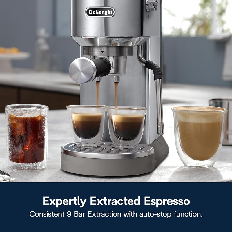 Dedica Duo Compact Espresso Machine - Cold Brew Coffee Maker with Milk Frother W gallery
