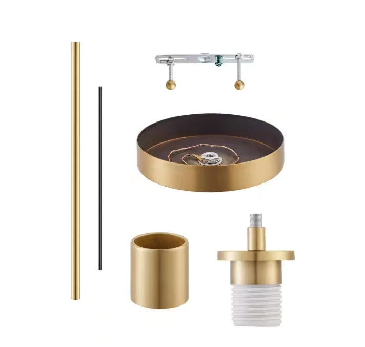Pendant Light Kit with Partial Down Rod and Adjustable Height Wire Brushed Gold gallery