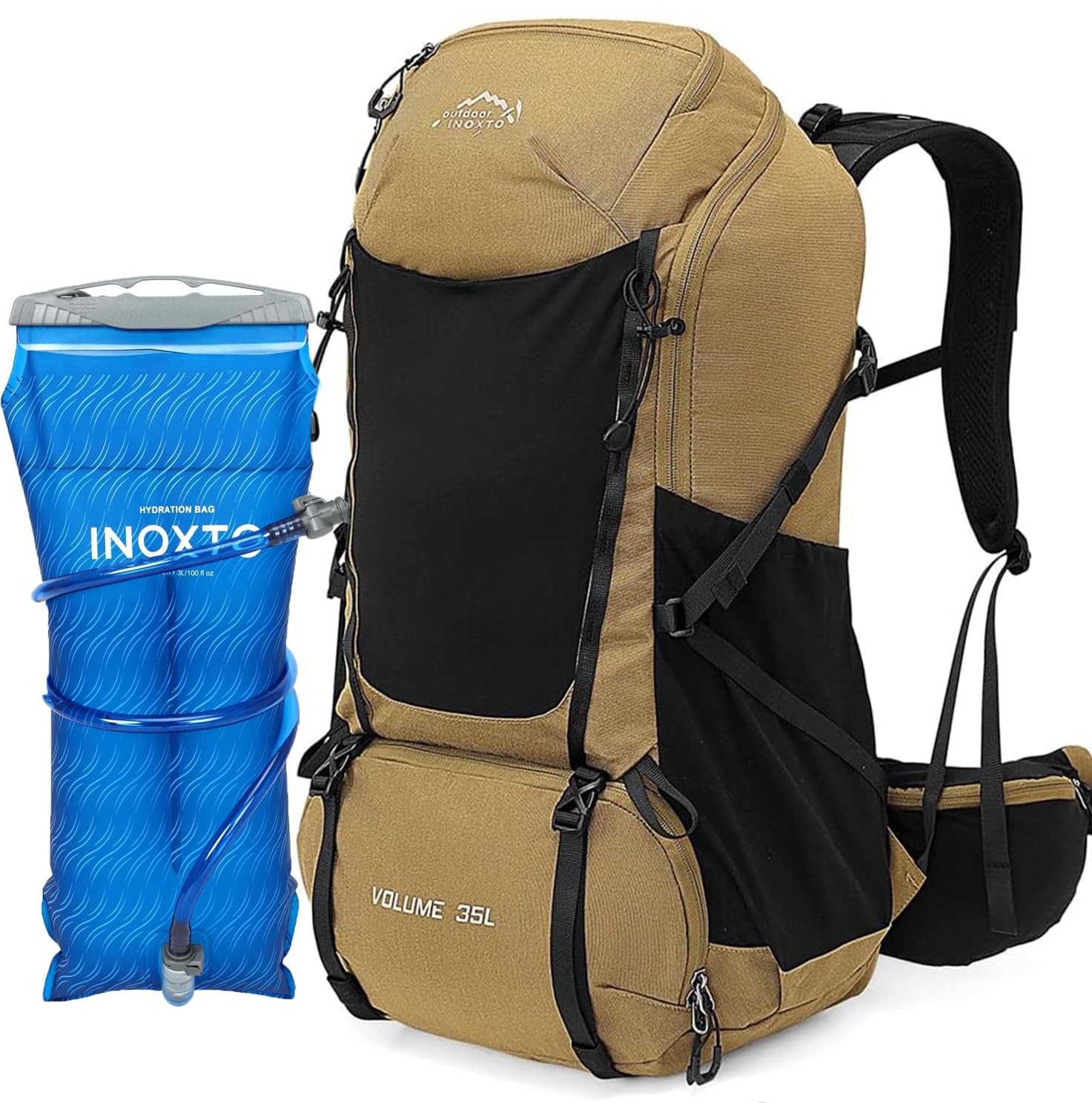 35L Hiking Backpack with 3L Hydration Bladder, Waterproof Rain Cover, Daypack