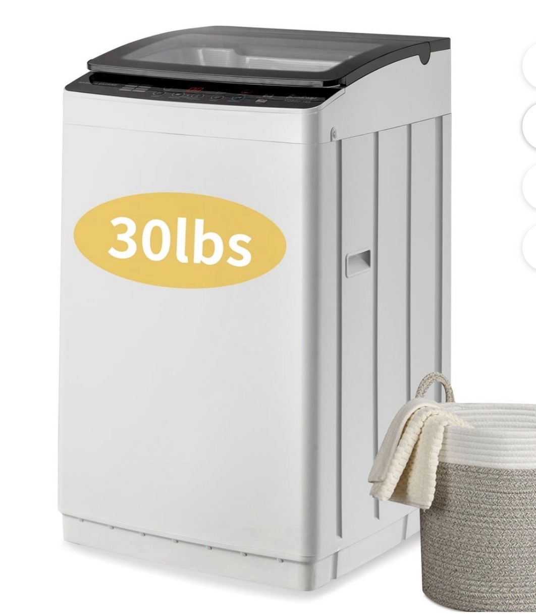 XQB80-168 Portable Top-Load Washer 30 lb Built-In Drain Pump Child Lock White gallery